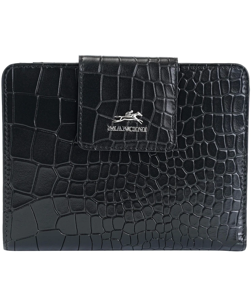 Mancini Women's Croco2 Rfid Secure Clutch Wallet