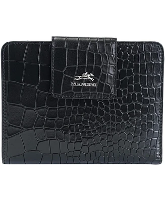 Mancini Women's Croco2 Rfid Secure Clutch Wallet