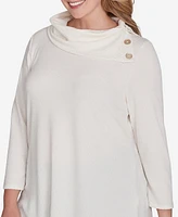 Ruby Rd. Plus Split Cowl Neck Solid Textural Knit Top