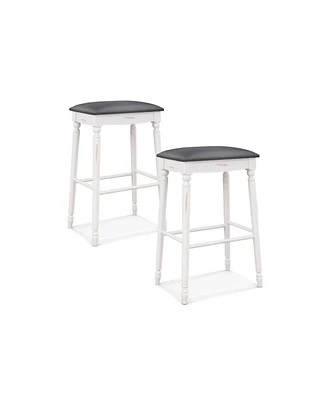 Skonyon 29 Inch Bar Stool Set of 2 with Padded Seat Cushions and Wood Legs