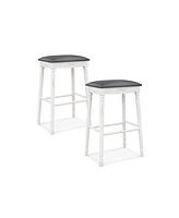 Skonyon 29 Inch Bar Stool Set of 2 with Padded Seat Cushions and Wood Legs