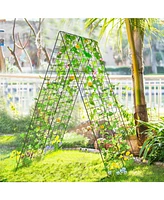 Skonyon 2 Pieces Foldable A-Frame Trellis Plant Supports with Twist Ties-Green