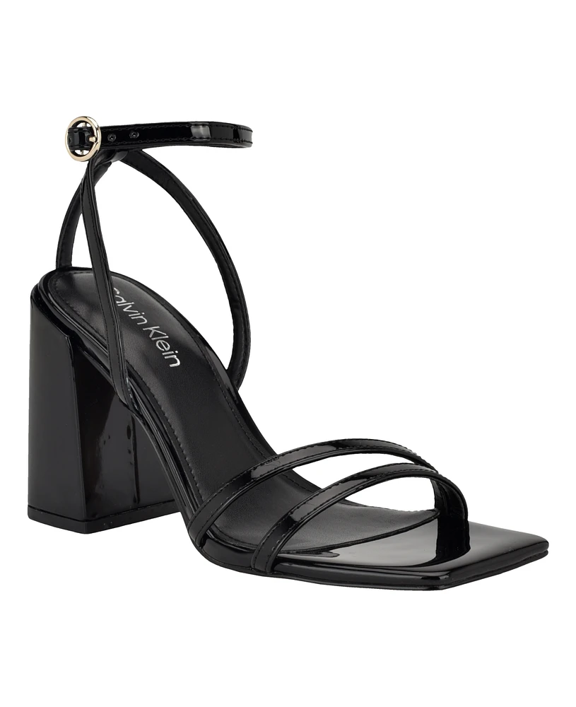 Calvin Klein Women's Sassa Block Heel Square Toe Dress Sandals