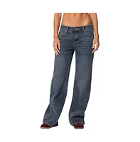 Edikted Women's Ace Relaxed Jeans - Dark