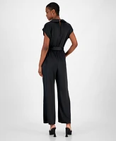 Bar Iii Women's Notch-Lapel Tie-Waist Jumpsuit, Created for Macy's