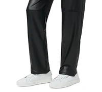 Hue Women's High-Rise Faux-Leather Drawstring Pants