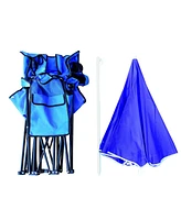 Costway Portable Folding Picnic Double Chair W/Umbrella Table