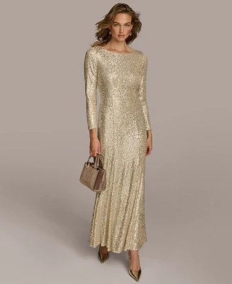 Donna Karan New York Women's Sequin Jewel-Neck Gown