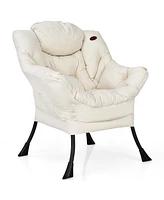 Modern Polyester Fabric Lazy Chair Single Sofa w/ Side Pocket