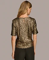 Donna Karan New York Women's Short-Sleeve Sequin Top