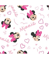 Lambs & Ivy Disney Baby Minnie Mouse Love White/Pink Heart Fitted Crib Sheet