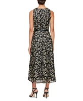 Alex Evenings Women's Embroidered Hi-Low Midi Dress