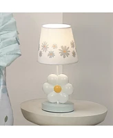 Lambs & Ivy Sweet Daisy White Floral Nursery/Child Lamp with Shade & Bulb