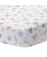 Lambs & Ivy Baby Blooms 3-Piece Pink Floral/Butterfly Baby Crib Bedding Set