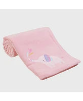 Bedtime Originals Elephant Dreams Appliqued Soft Fleece Baby Blanket - Pink