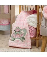 Lambs & Ivy Sea Dreams Cozy Pink Fleece Turtle Applique Baby Blanket