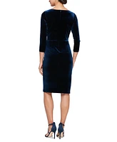 Alex Evenings Women's Velvet 3/4-Sleeve Sheath Dress