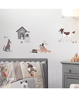 Lambs & Ivy Bow Wow Gray/Tan Dog/Puppy Nursery 4-Piece Baby Crib Bedding Set