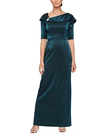 Alex Evenings Women's Velvet Fold-Over Column Gown