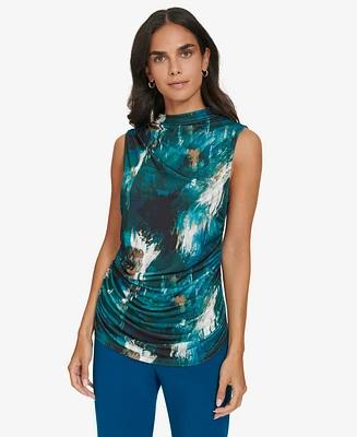 Calvin Klein Women's Sleeveless Mesh Abstract-Print Top