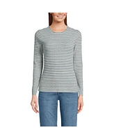 Lands' End Women's Lightweight Waffle Skimming Long Sleeve Crew Neck T-Shirt