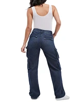 Guess Women's Kori High Rise Denim Cargo Jeans