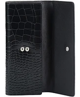 Mancini Women's Croco2 Rfid Secure Quad Fold Wallet