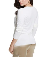 Guess Women's Olive Embellished Logo Long-Sleeve Sweater