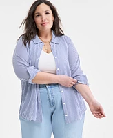 On 34th Trendy Plus Button-Front Crepe Shirt, Created for Macy's