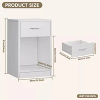 2-Tier Nightstand with Drawer - White Modern End Table for Bedroom, Living Room, or Office, Versatile Side Table for Sofa or Bedside