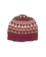 Feelgoodz Women's Artisan Hand-Knit Jaya Harlequin Wool Beanie Hat