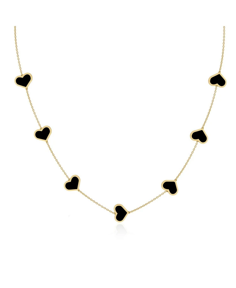 The Lovery Large Onyx Heart Station Necklace