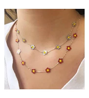 The Lovery Coral Daisy Necklace 14K Gold