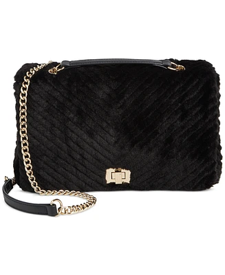 I.n.c. International Concepts Small Ajae Flap Chevron Faux Fur Shoulder Bag, Created for Macy's