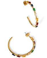 Ajoa By Nadri Gold-Tone Multicolor Light Bulb Medium C Hoop Earrings, 1.62"