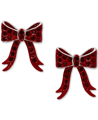 Ajoa by Nadri Silver-Tone Color Pave Bow Front-to-Back Earrings