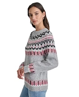 Dkny Jeans Women's Fair Isle Crewneck Raglan Sweater