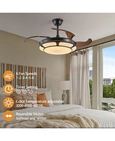 Modern Minimalist Retractable Ceiling Fan with Led Light