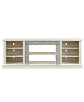 Streamdale Furniture Modern Tv Stand with Faux Stone Surround and Ample Storage