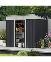 7' x 4' Metal Lean-to Garden Shed with Sliding Doors