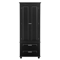 Tall Storage Cabinet with Two Drawers for Bathroom/Office, Black