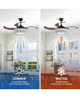 Contemporary Led Retractable Ceiling Fan with Remote Control