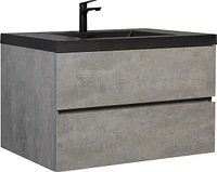 Streamdale Furniture Modern 42" Floating Vanity with Black Quartz Basin