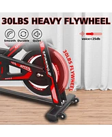 Streamdale Furniture Indoor Exercise Bike Cycling Bike with Comfortable Seat Cushion Black+Red