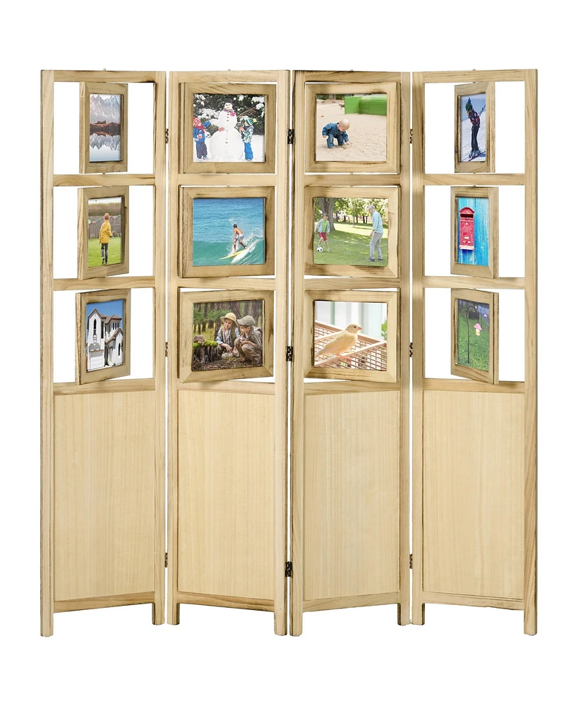 Simplie Fun 4-Panel Wood Room Divider with Frames