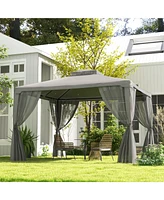 Streamdale Furniture 9.6' x 11.6' Patio Gazebo with Netting and Steel Frame