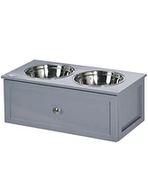 Streamdale Furniture Elevated Dog Bowls with Storage and Stainless Steel Bowls