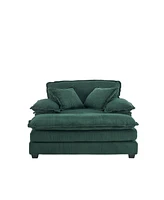 Streamdale Furniture 56.3" Corduroy Sofa with Toss Pillows and Ottoman