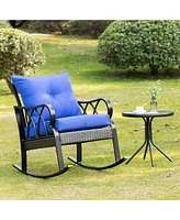 Streamdale Furniture Outdoor Wicker Rocking Chair with Aluminum Frame and Cushions