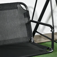 3-Seat Outdoor Swing Chair with Removable Cushion and Canopy